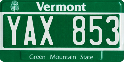 VT license plate YAX853