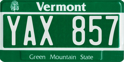 VT license plate YAX857