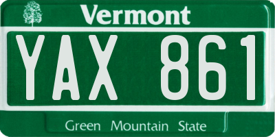 VT license plate YAX861