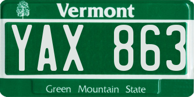 VT license plate YAX863