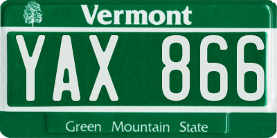 VT license plate YAX866