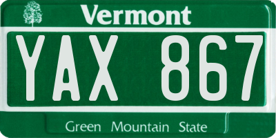 VT license plate YAX867