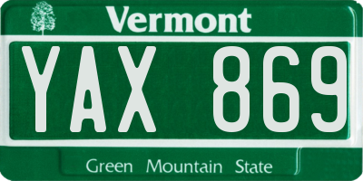 VT license plate YAX869