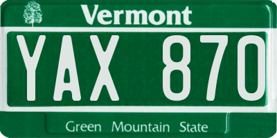 VT license plate YAX870