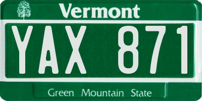 VT license plate YAX871