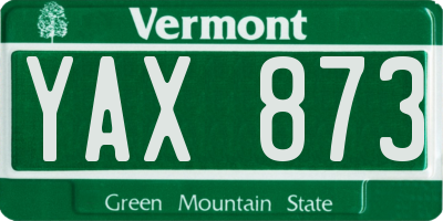 VT license plate YAX873