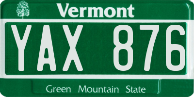 VT license plate YAX876