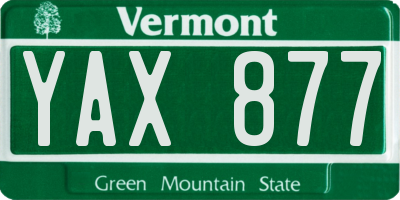 VT license plate YAX877