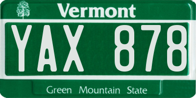 VT license plate YAX878