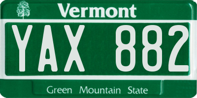 VT license plate YAX882