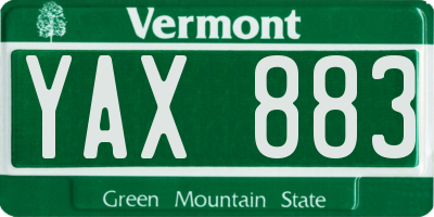 VT license plate YAX883