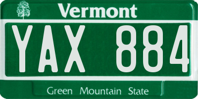 VT license plate YAX884