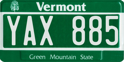 VT license plate YAX885