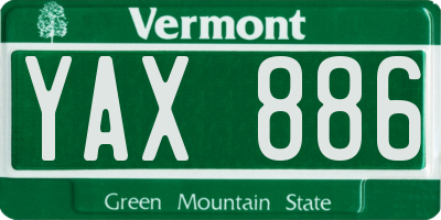 VT license plate YAX886