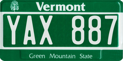 VT license plate YAX887