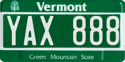 VT license plate YAX888