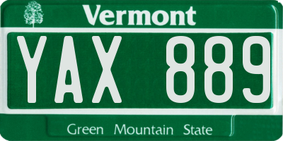 VT license plate YAX889