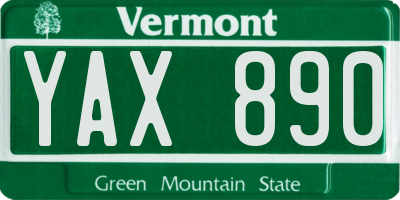 VT license plate YAX890