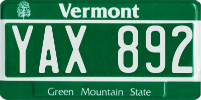 VT license plate YAX892
