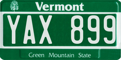 VT license plate YAX899