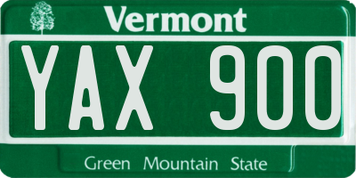 VT license plate YAX900