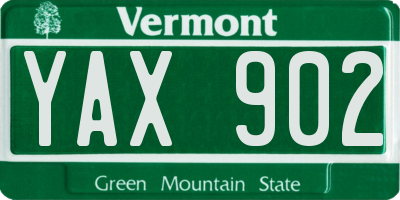 VT license plate YAX902