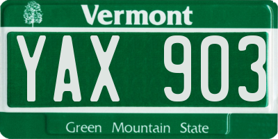 VT license plate YAX903