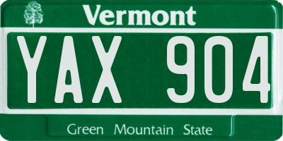 VT license plate YAX904