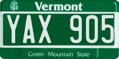 VT license plate YAX905