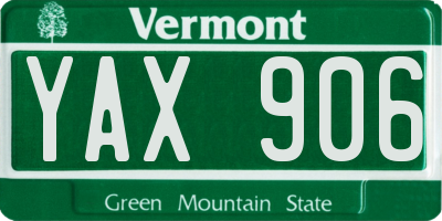 VT license plate YAX906