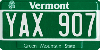 VT license plate YAX907