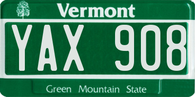 VT license plate YAX908