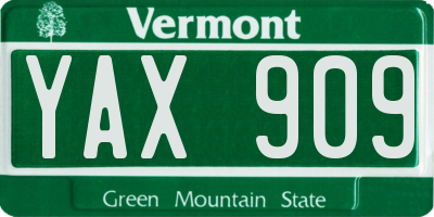 VT license plate YAX909