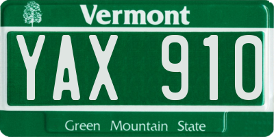 VT license plate YAX910