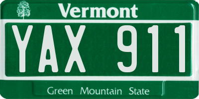 VT license plate YAX911