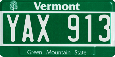 VT license plate YAX913