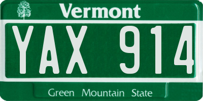 VT license plate YAX914