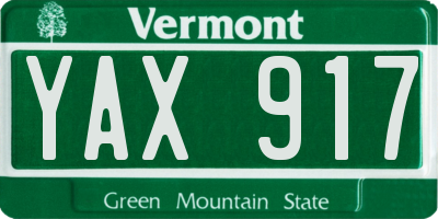 VT license plate YAX917