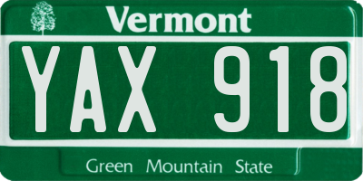 VT license plate YAX918