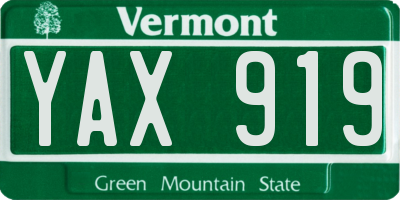 VT license plate YAX919