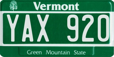 VT license plate YAX920