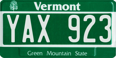 VT license plate YAX923