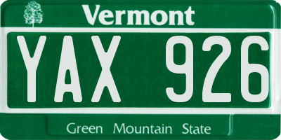 VT license plate YAX926