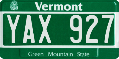 VT license plate YAX927
