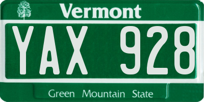 VT license plate YAX928