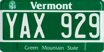 VT license plate YAX929