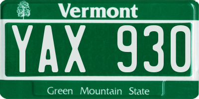 VT license plate YAX930