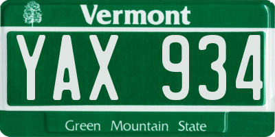 VT license plate YAX934