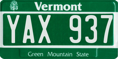VT license plate YAX937