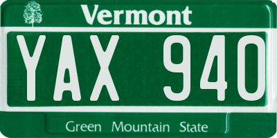 VT license plate YAX940